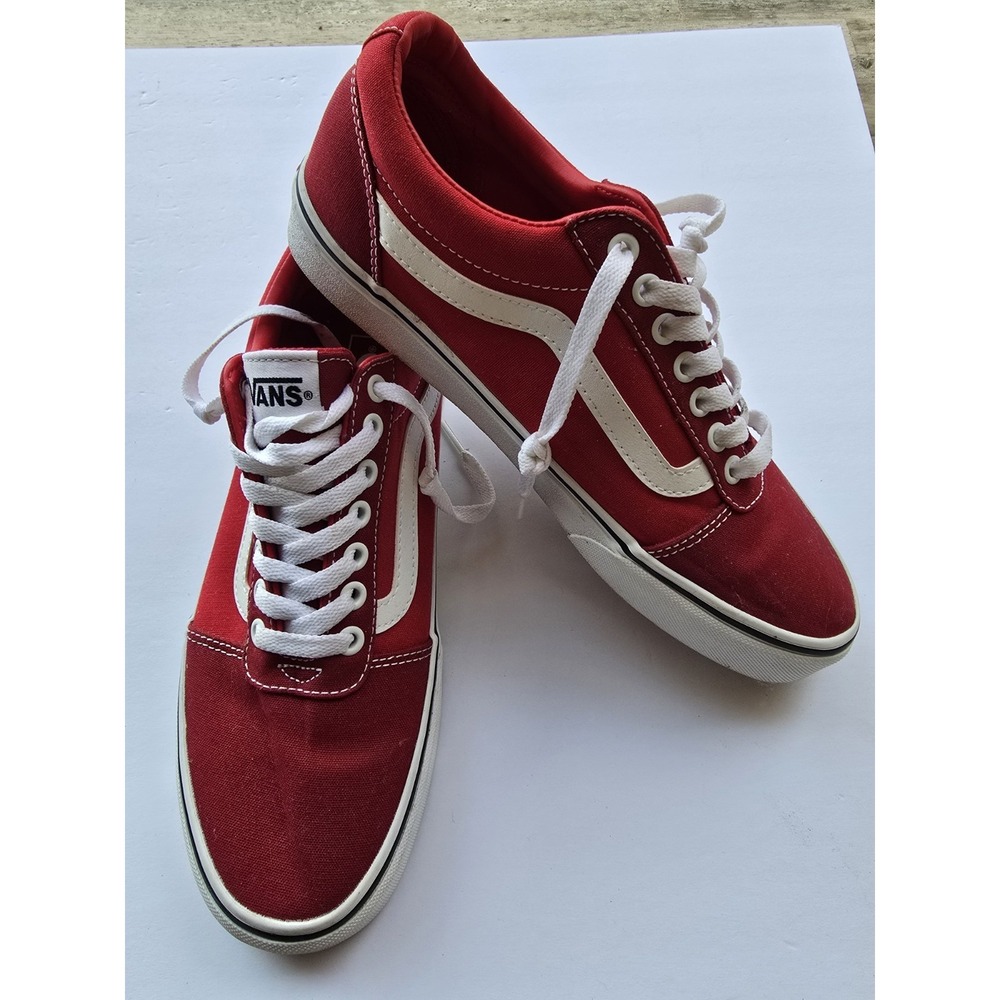 Vans Old Skool Red & White Sneakers – Size 8.5 Men Classic Skate Style - Picture 2 of 9